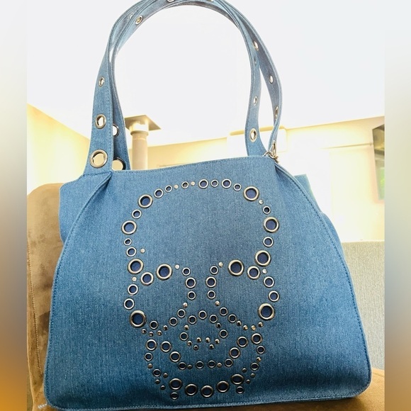 Betsey Johnson Handbags - Betsey Johnson skull denim tote bag xl​​​​​